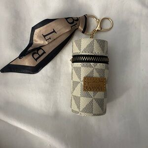 Elegant Beige and Black Keychain Pouch